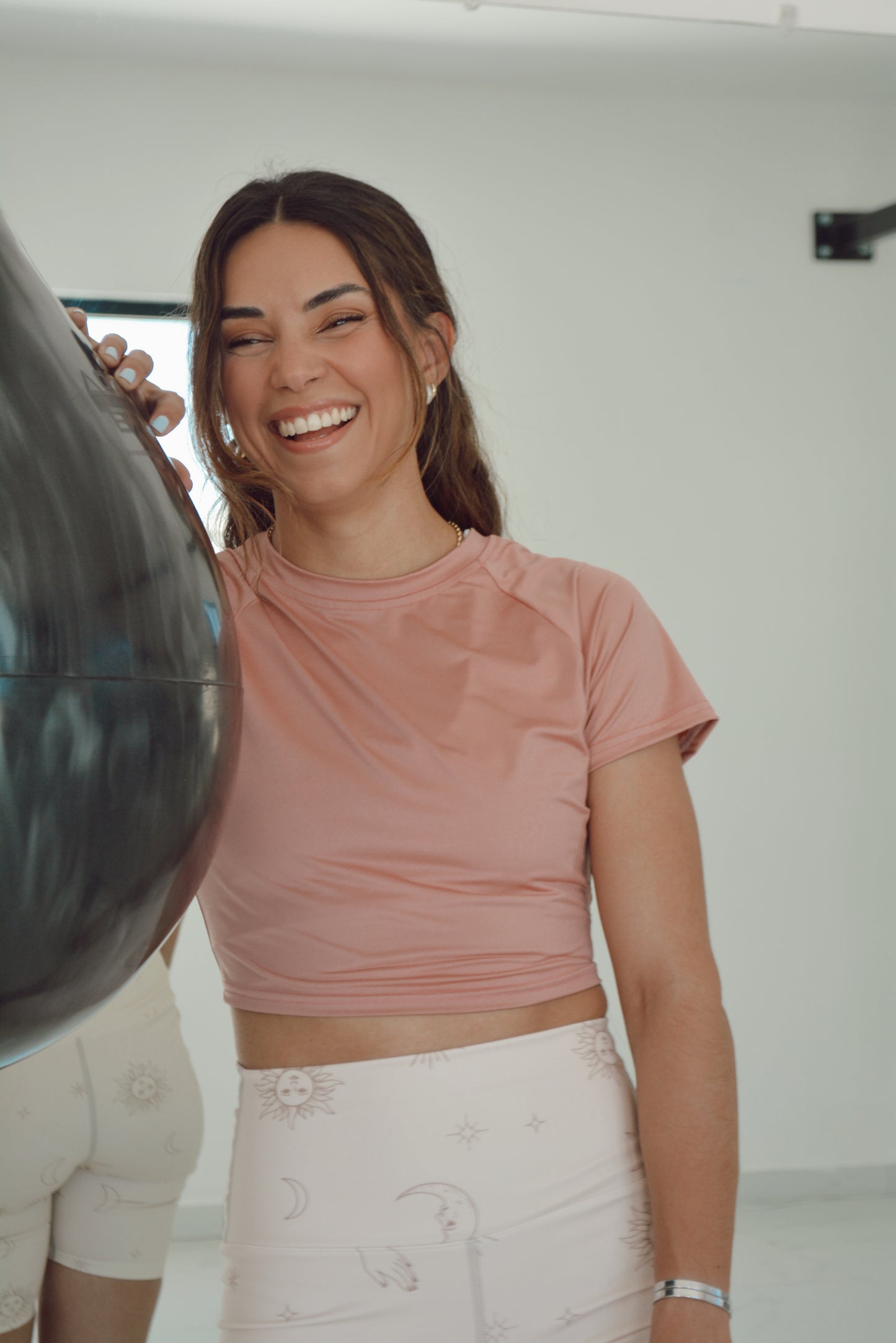Crop top manga corta rosa