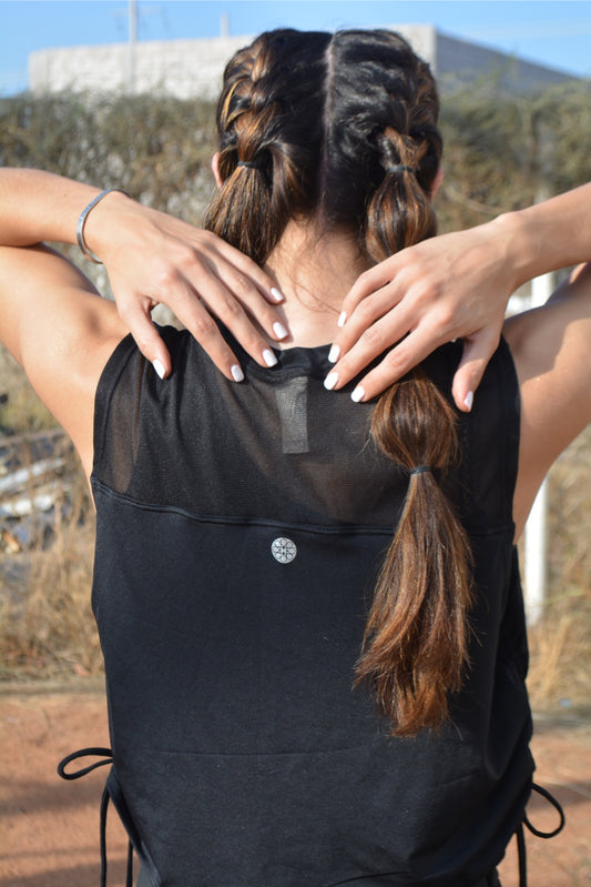 playera fringed negra